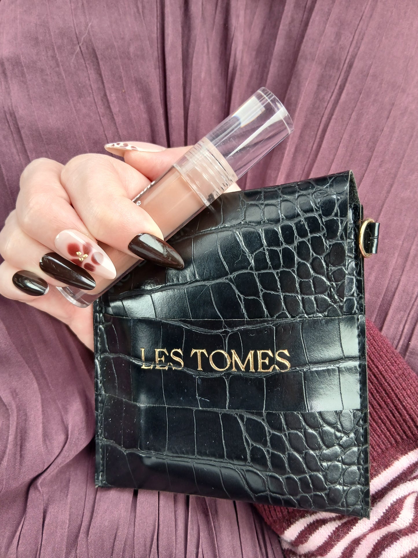 Espresso Bloom | Burgundy Floral Press-On Nails