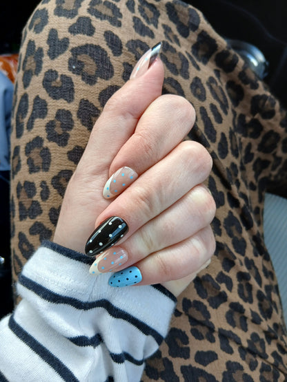 Blue Cashmere | Blue Polka Dot Press-On Nails