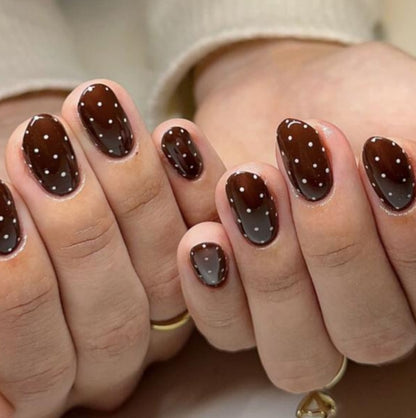 Cocoa Glaze | Chocolate Polka Dot Press-On Nails