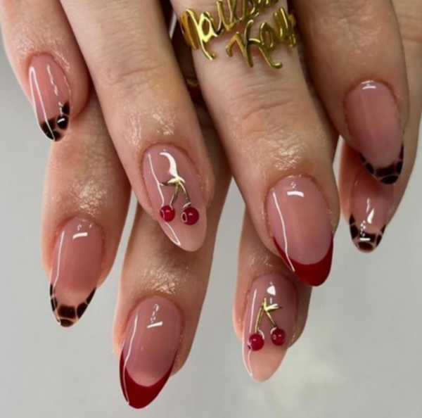 Cherry Amour | Cherry French Tip Press-On Nails